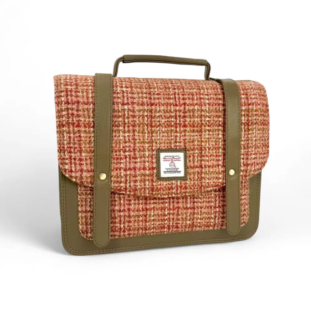 Harris Tweed ladies messenger bag — roomy Scottish gift in a range of Harris Tweed colours — detail lifestyle