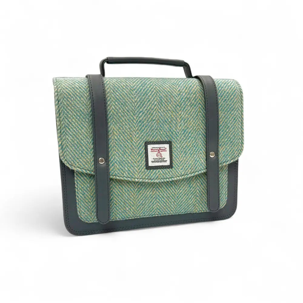 Harris Tweed ladies messenger bag — roomy Scottish gift in a range of Harris Tweed colours — flat lay detail