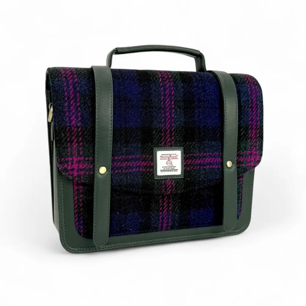 Harris Tweed ladies messenger bag — roomy Scottish gift in a range of Harris Tweed colours — styled lifestyle