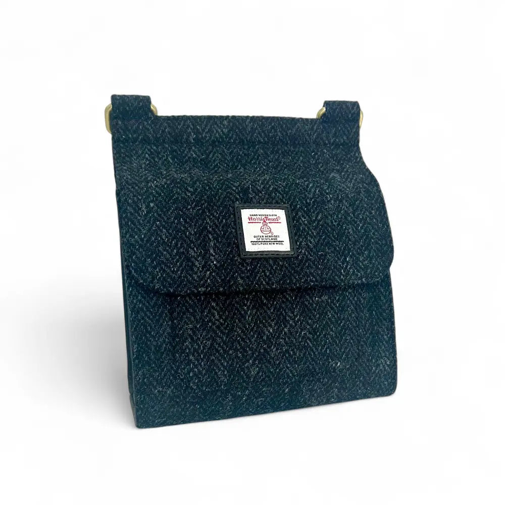 Harris Tweed medium satchel — classic Scottish gift in a range of Harris Tweed colours — flat lay detail