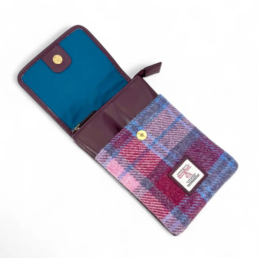 Harris Tweed mini crossbody bag — compact Scottish gift in a range of Harris Tweed colours — styled product shot