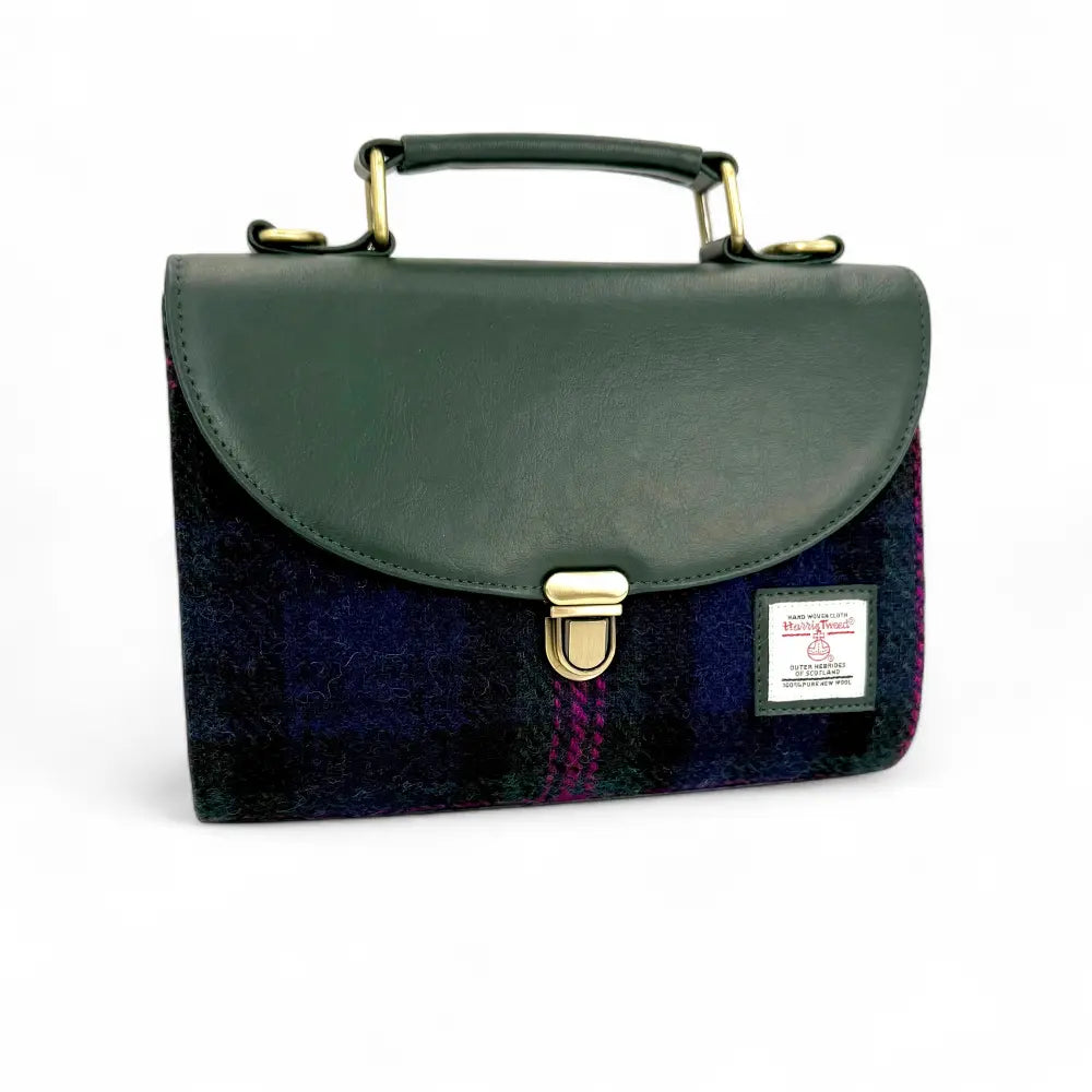 Harris Tweed mini day bag — charming Scottish gift in a range of Harris Tweed colours — flat lay detail