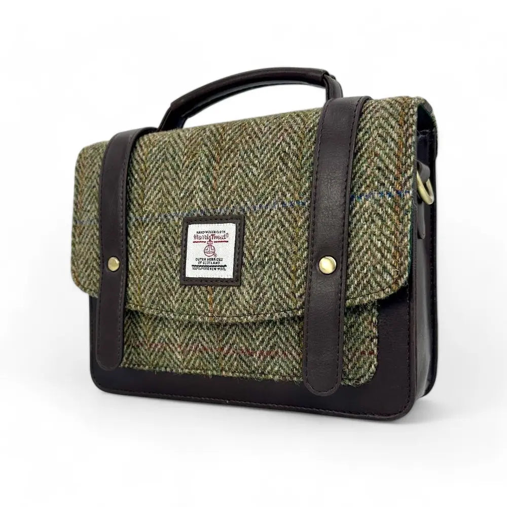 Harris Tweed mini messenger bag — everyday Scottish gift in a range of Harris Tweed colours — styled shot
