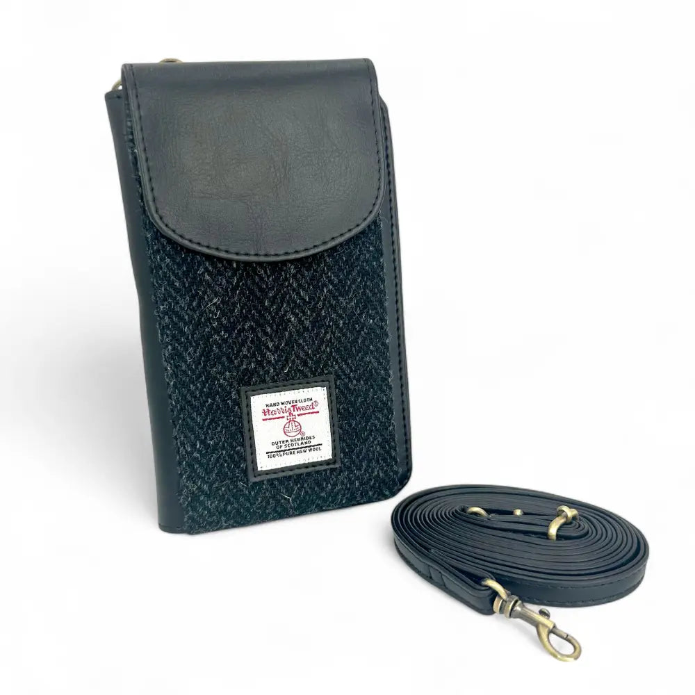 Harris Tweed phone purse — practical Scottish gift in a range of Harris Tweed colours — angle view