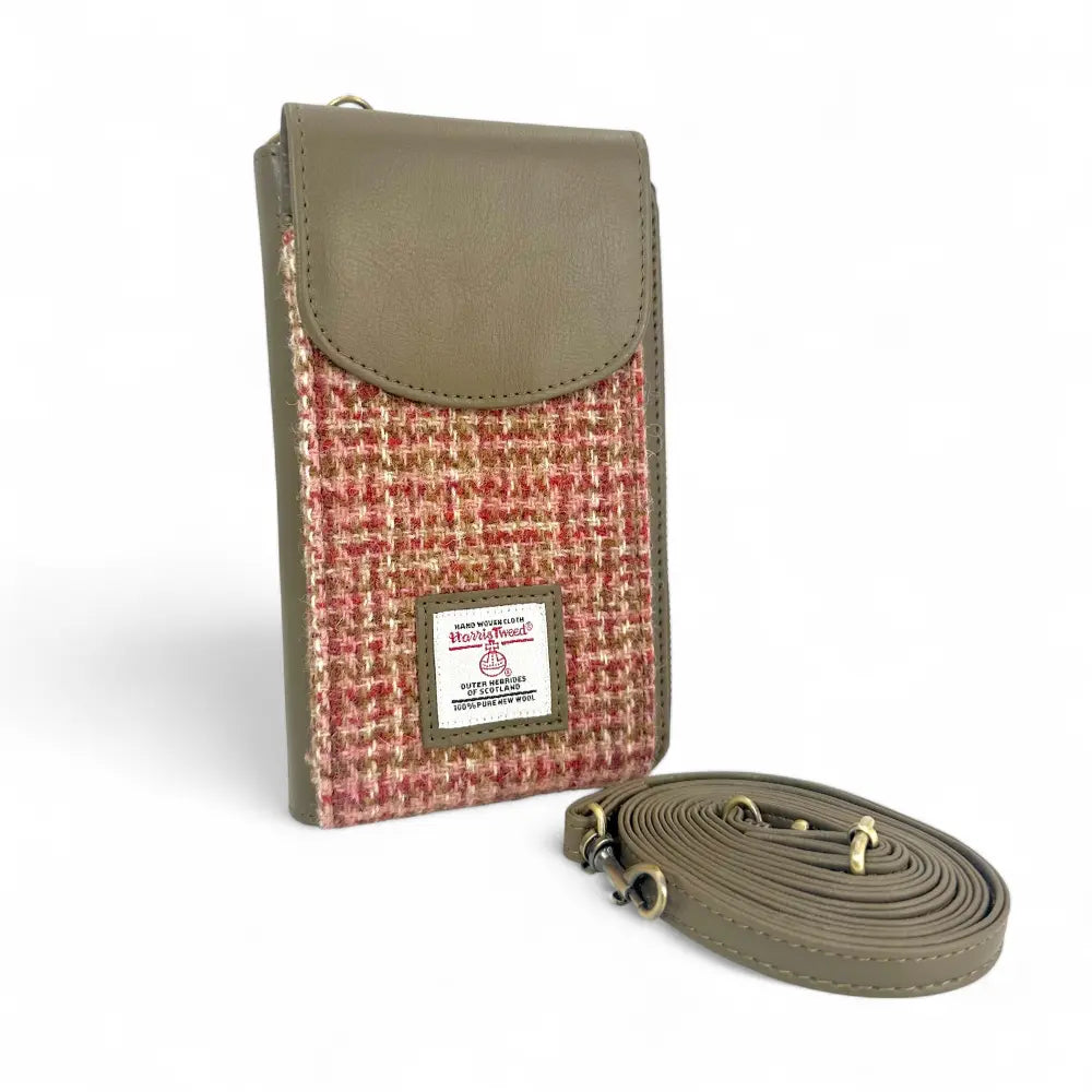 Harris Tweed phone purse — practical Scottish gift in a range of Harris Tweed colours — colour lifestyle