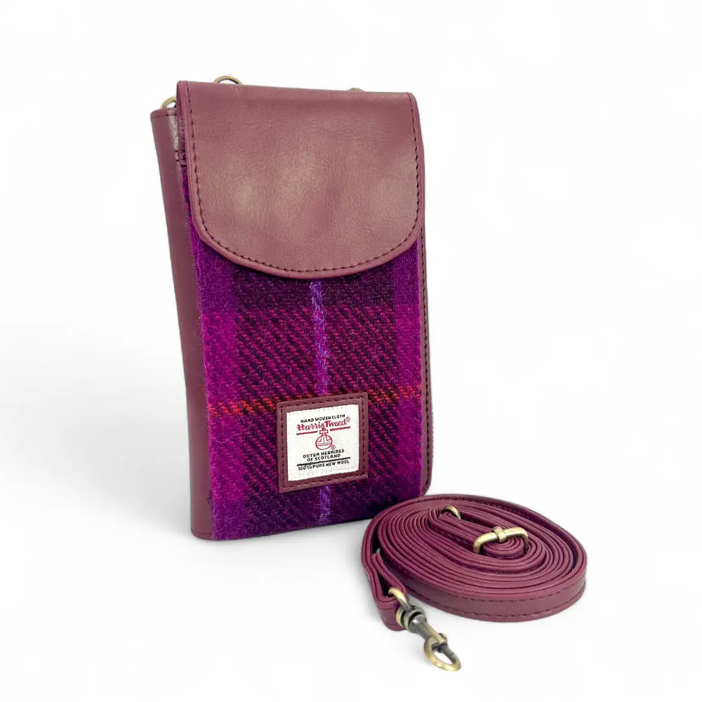 Harris Tweed phone purse — practical Scottish gift in a range of Harris Tweed colours — product lifestyle