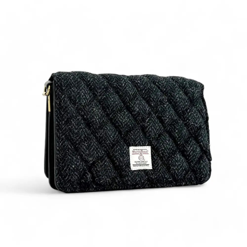 Harris Tweed quilt shoulder bag — textured Scottish gift in a range of Harris Tweed colours — lifestyle shot