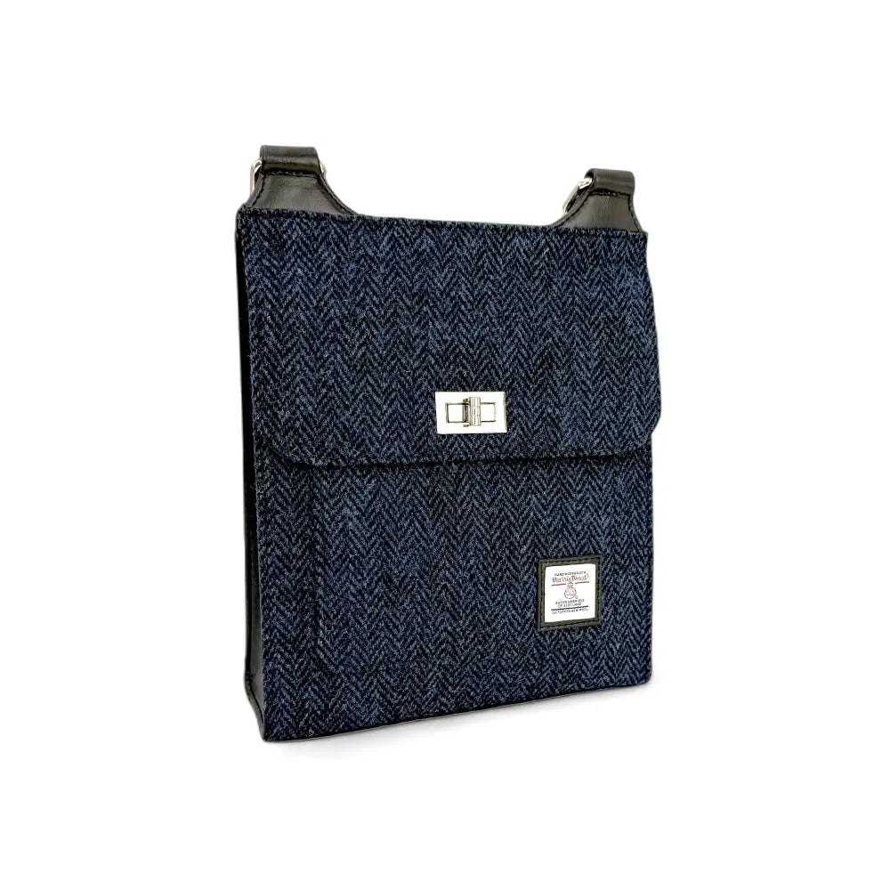 Harris Tweed satchel bag — timeless Scottish gift in a range of Harris Tweed colours — close-up detail