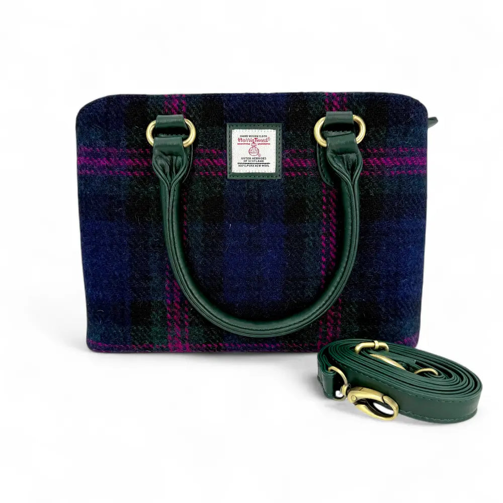 Harris Tweed top handle bag — timeless Scottish gift in a range of Harris Tweed colours — flat lay