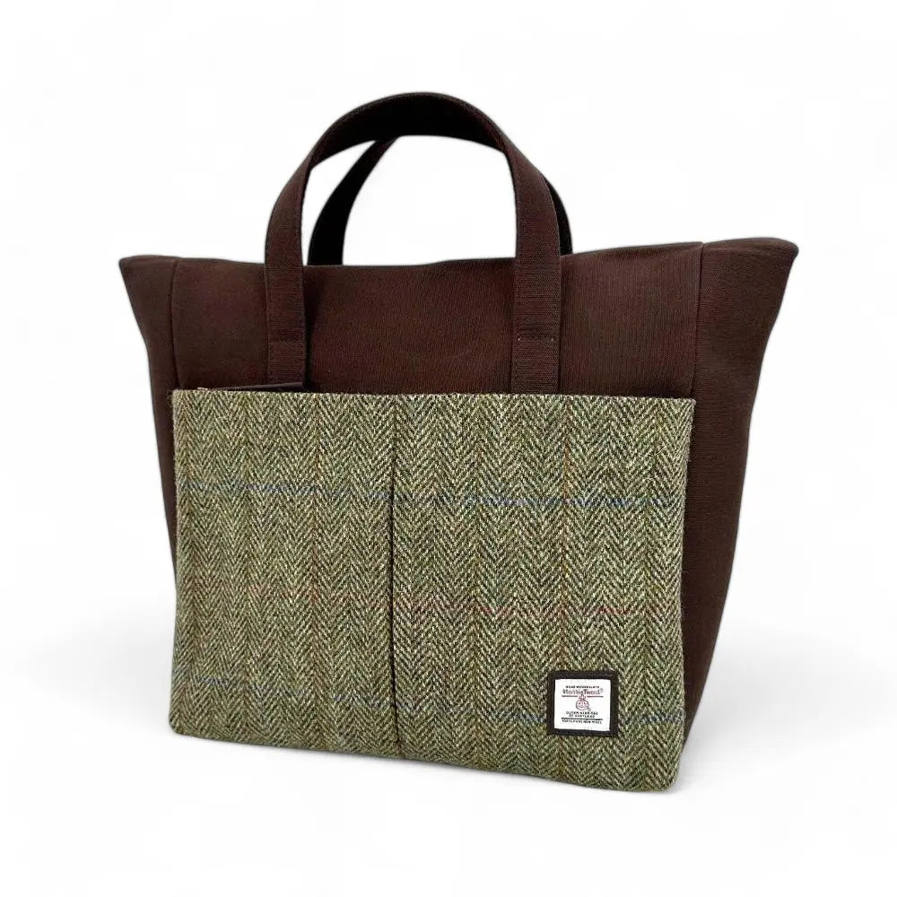 Harris Tweed travel messenger bag — practical Scottish gift in a range of Harris Tweed colours — colour lifestyle