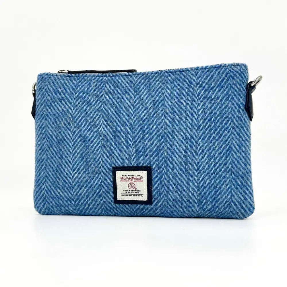 Harris Tweed zip purse bag — compact Scottish gift in a range of Harris Tweed colours — flat lay detail
