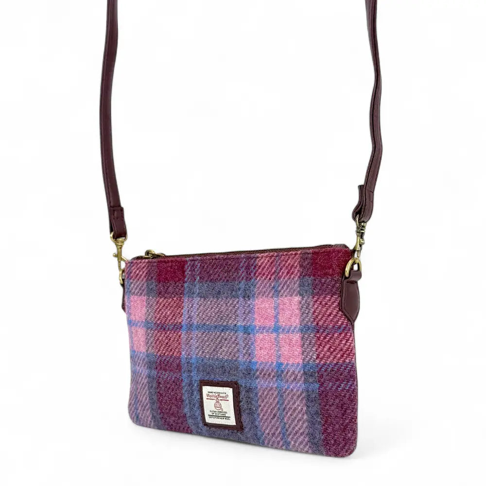 Harris Tweed zip purse bag — compact Scottish gift in a range of Harris Tweed colours — detail view
