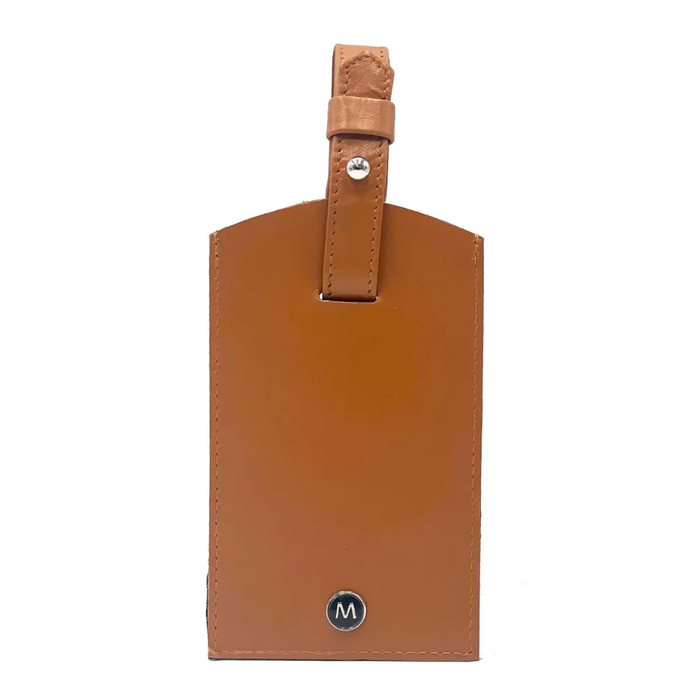 Italian leather luggage tag from Maccessori — quality travel gift — alternate angle