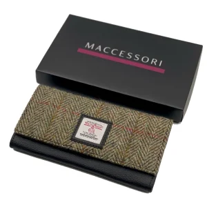 Green Herringbone Ladies Envelope Purse with Maccessori Gift Box