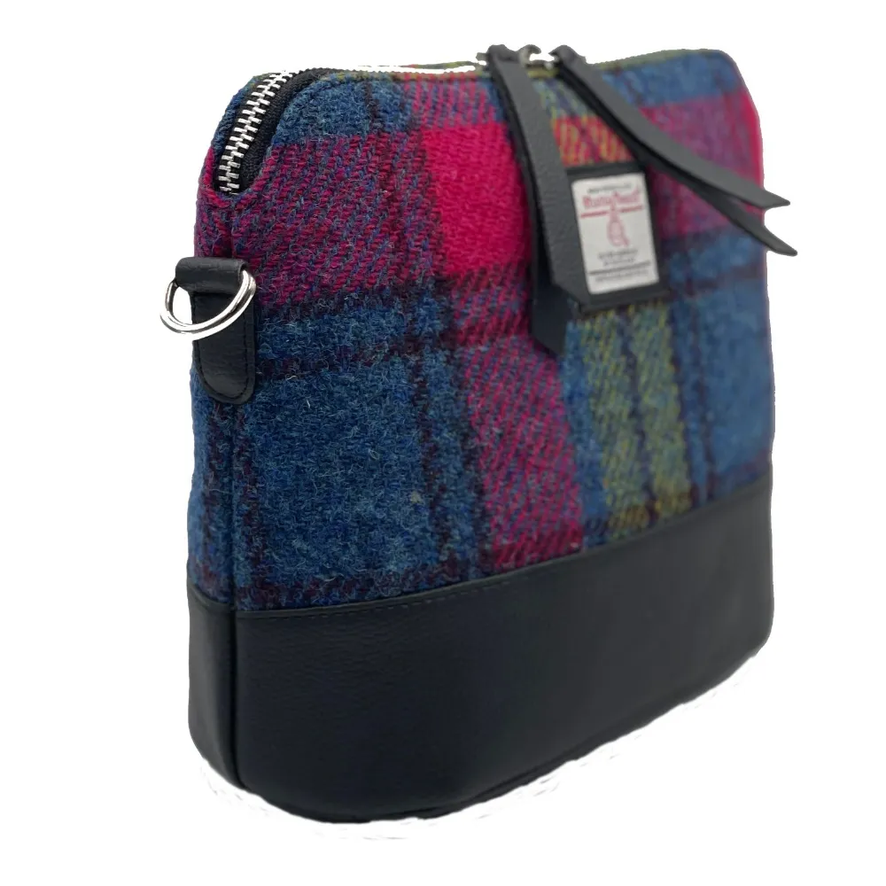 Rainbow Tweed Square Shoulder Bag with vegan leather base