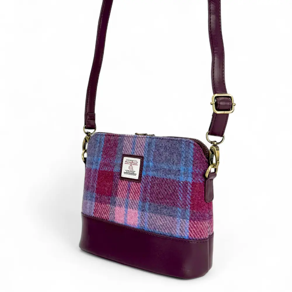 Square Shoulder Bag Pastel Pink Harris Tweed (1)