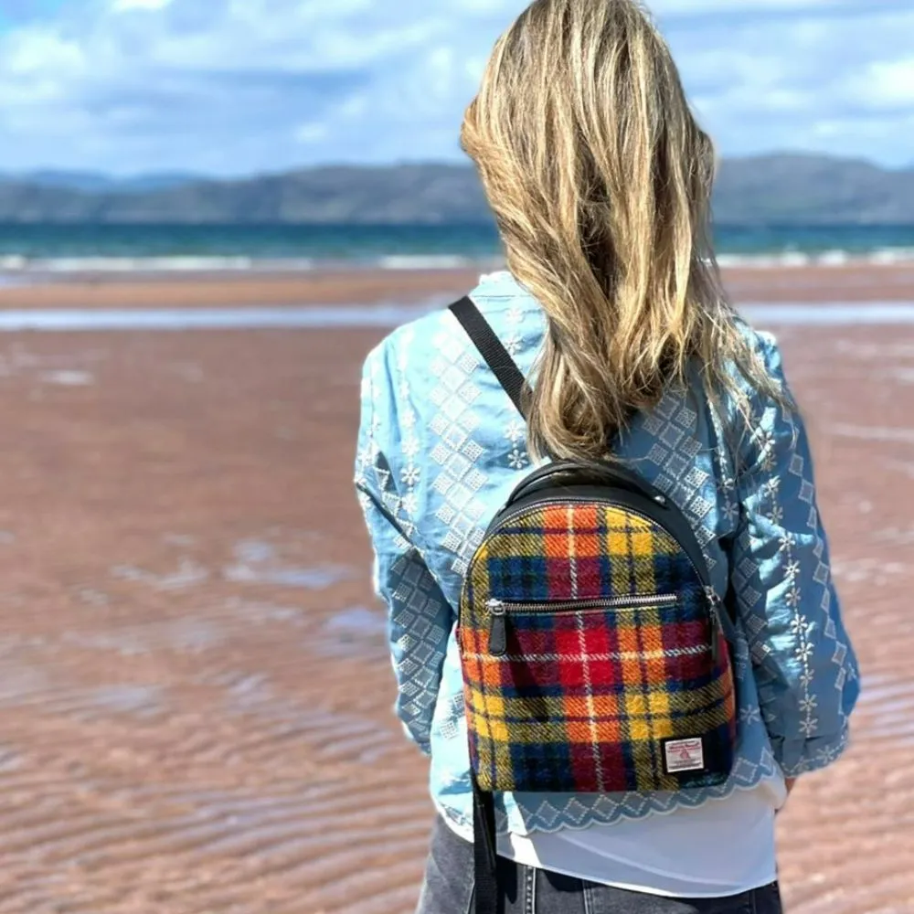Scottish Backpack in Yellow Check Harris Tweed