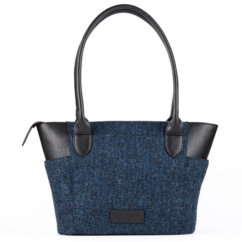 Reverse of Blue Tote Bag with pockets