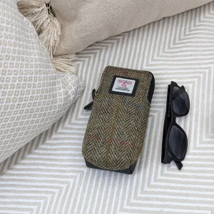 Double Glasses Case in Country Green Harris Tweed
