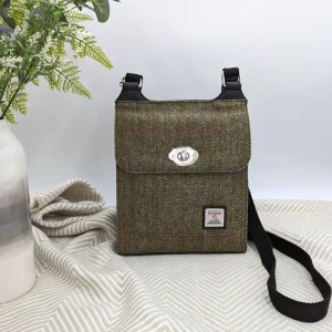 Country Green Herringbone Satchel Bag