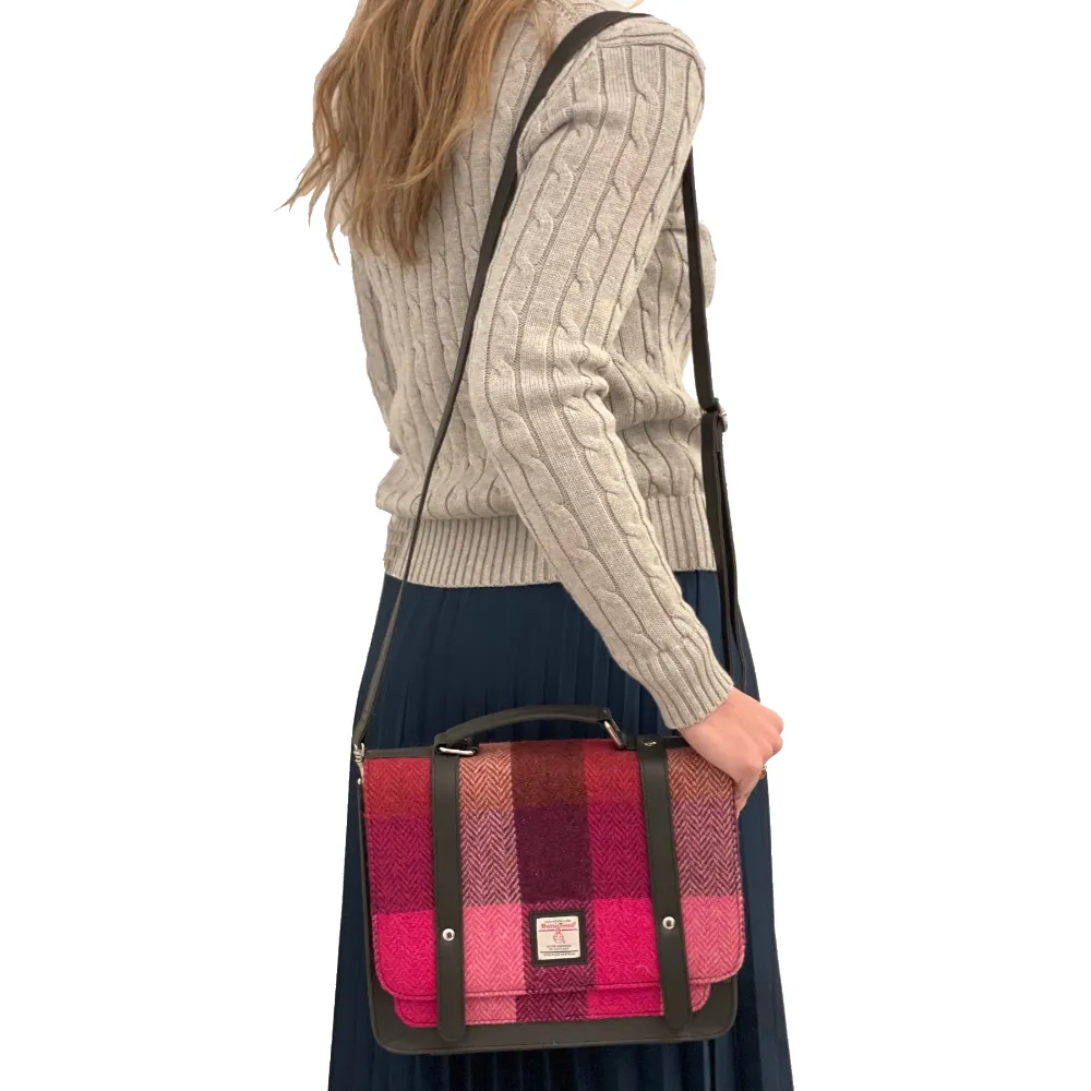 harris tweed mini messenger bag with long shoulder strap