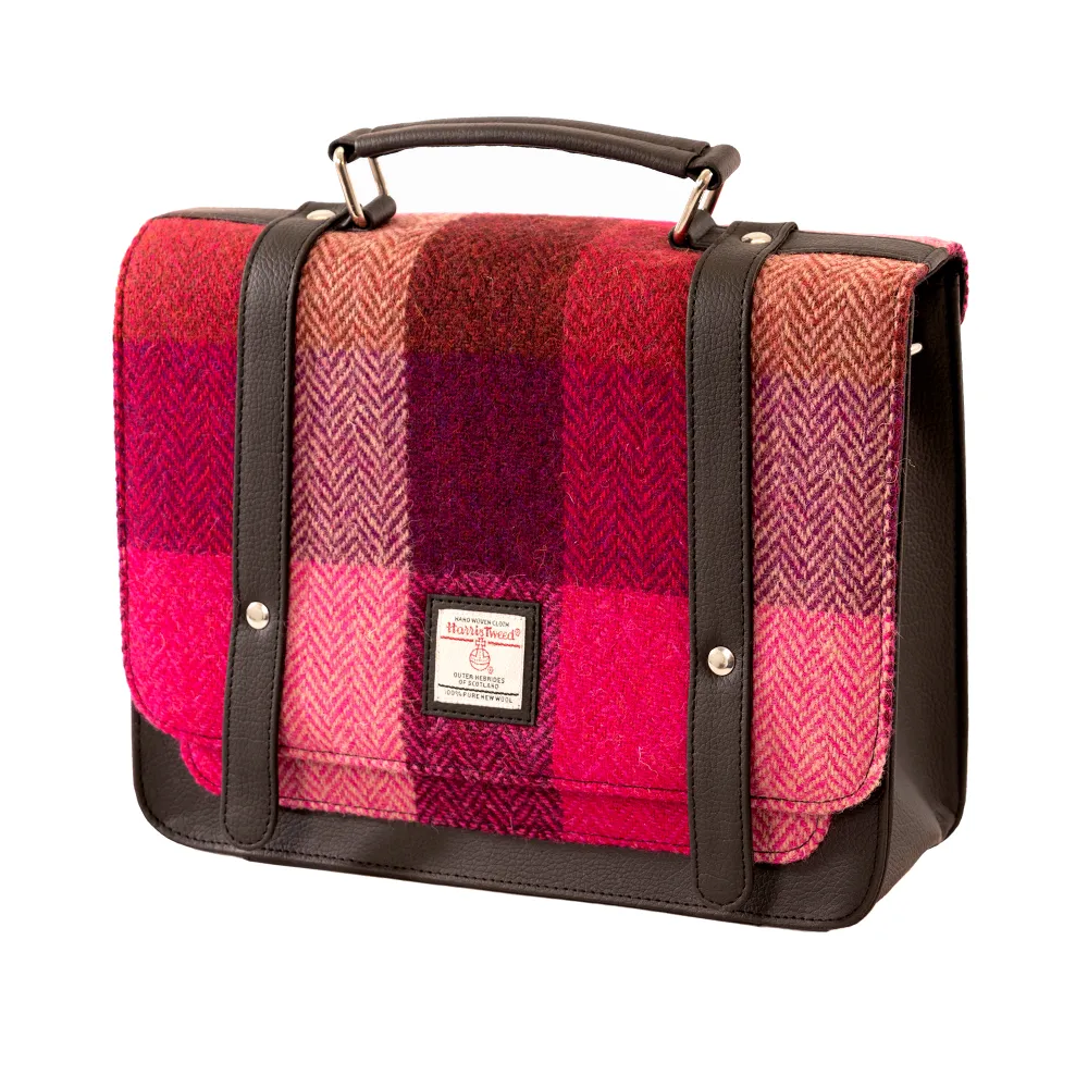 harris tweed mini messenger bag with carry handle