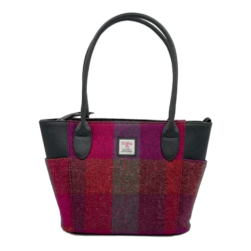 Harris Tweed tote bag with compartments
