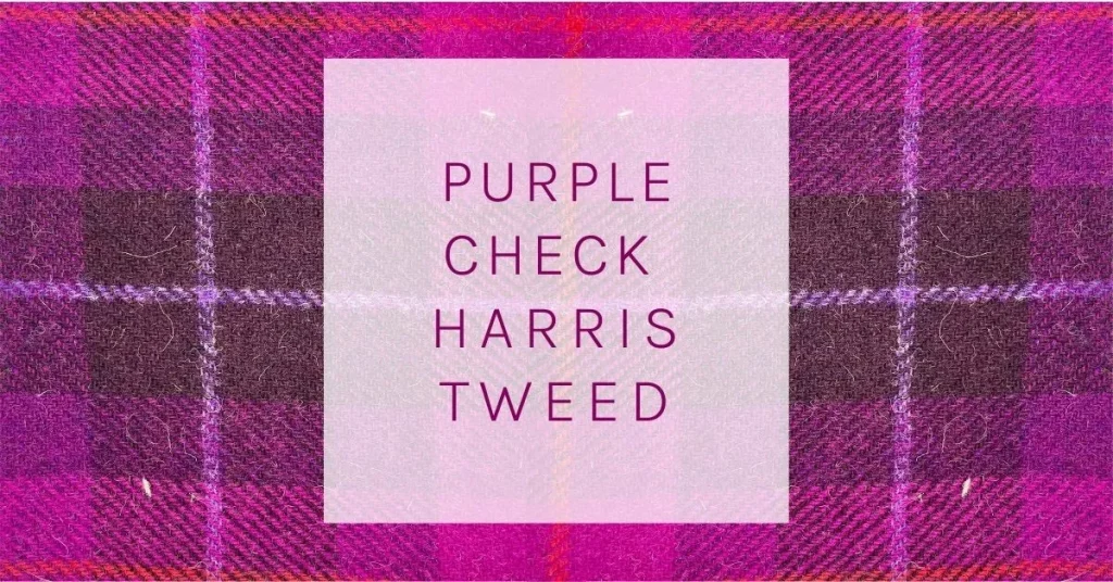 Purple Check Harris Tweed fabric close up