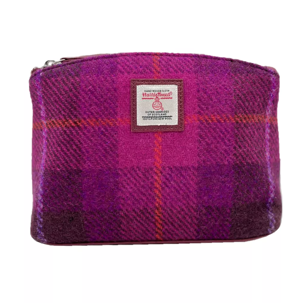 purple harris tweed pouch cosmetic bag