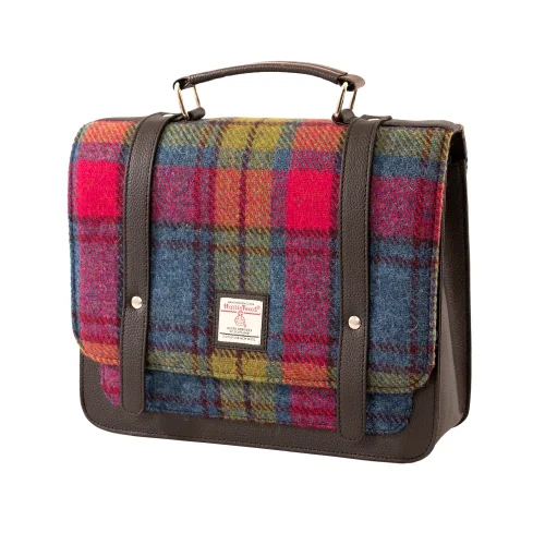 Blue/Pink Harris Tweed Small Ladies Messenger Bag