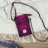 Mini crossbody bag in purple check Harris Tweed