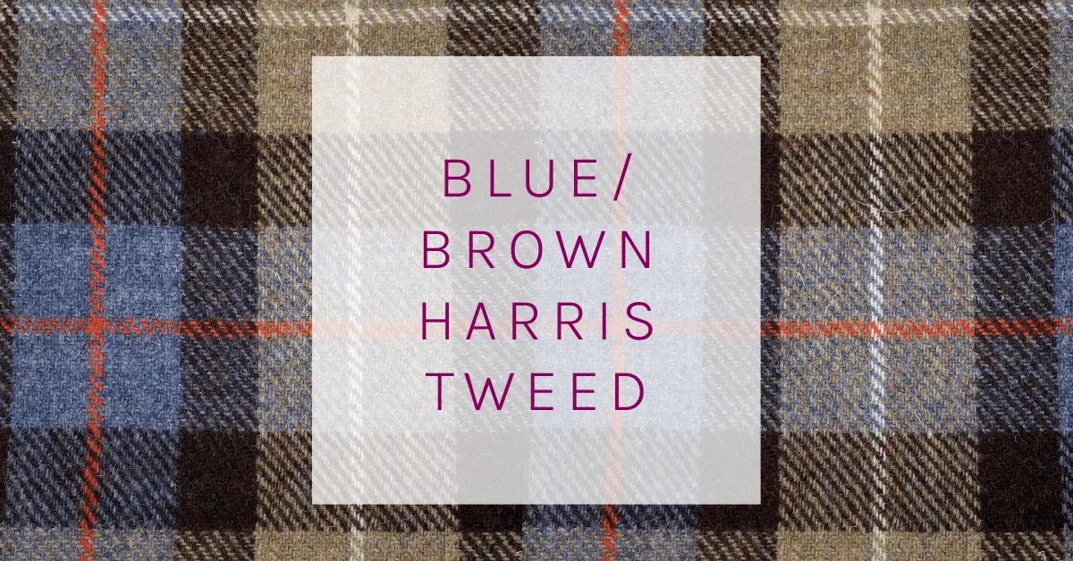 Blue/Brown Harris Tweed fabric close up