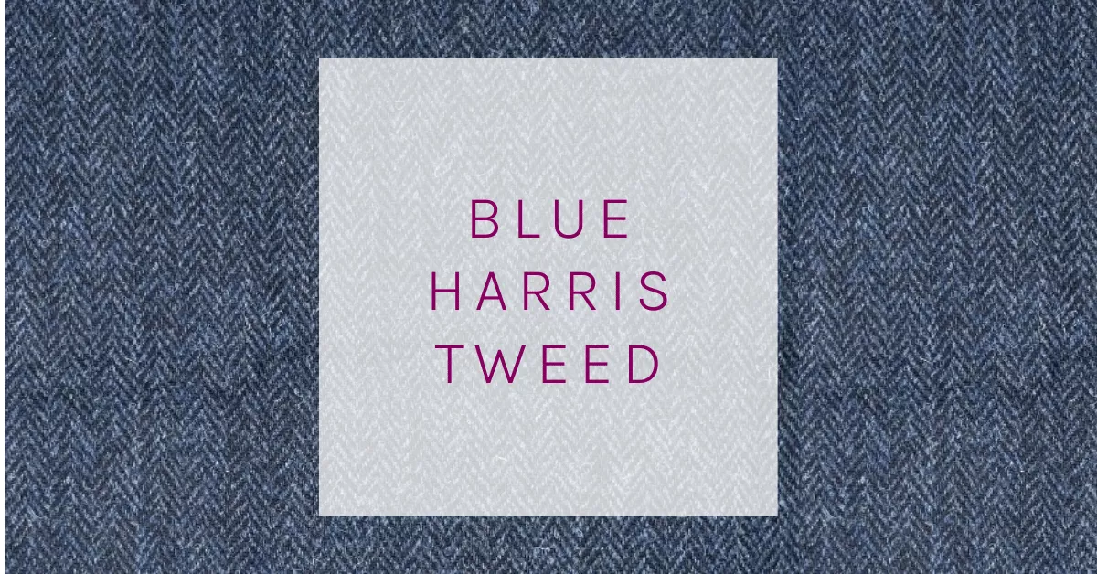 Blue Harris Tweed fabric close up