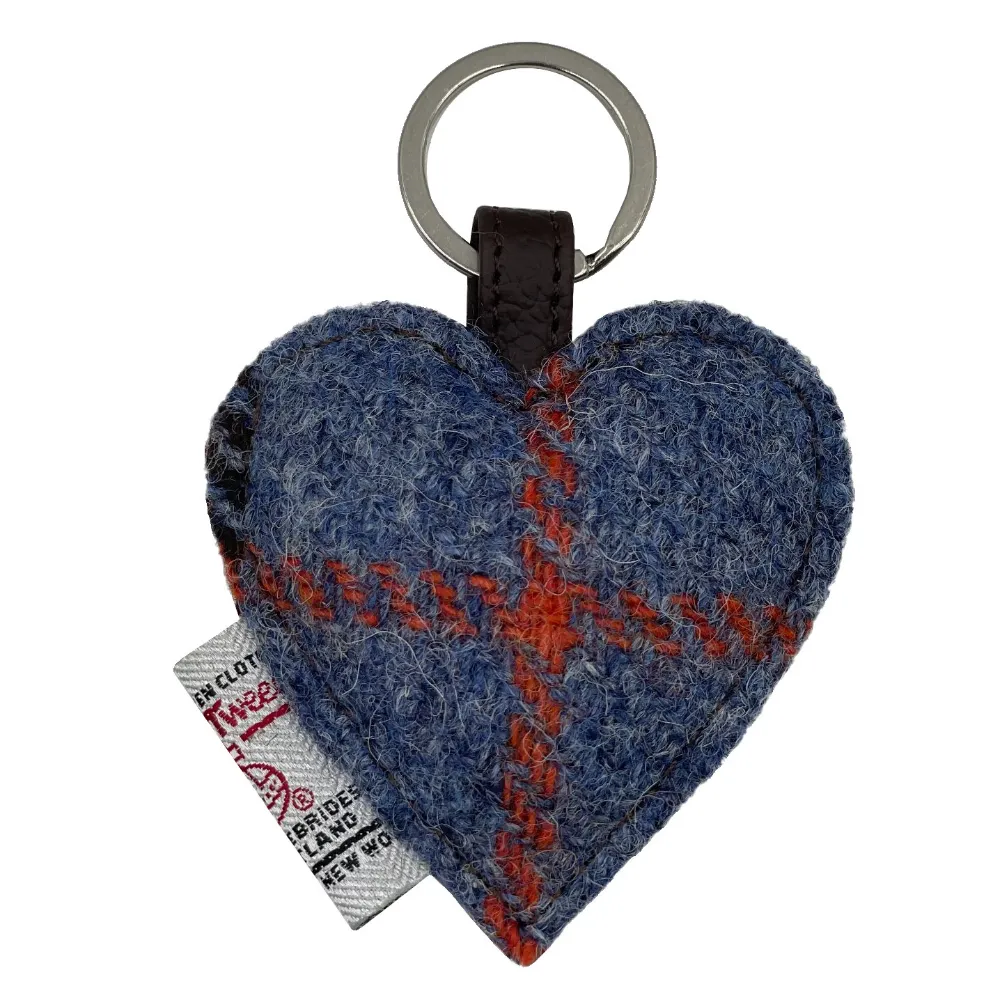 Heart Keychain Charm in Blue Brown