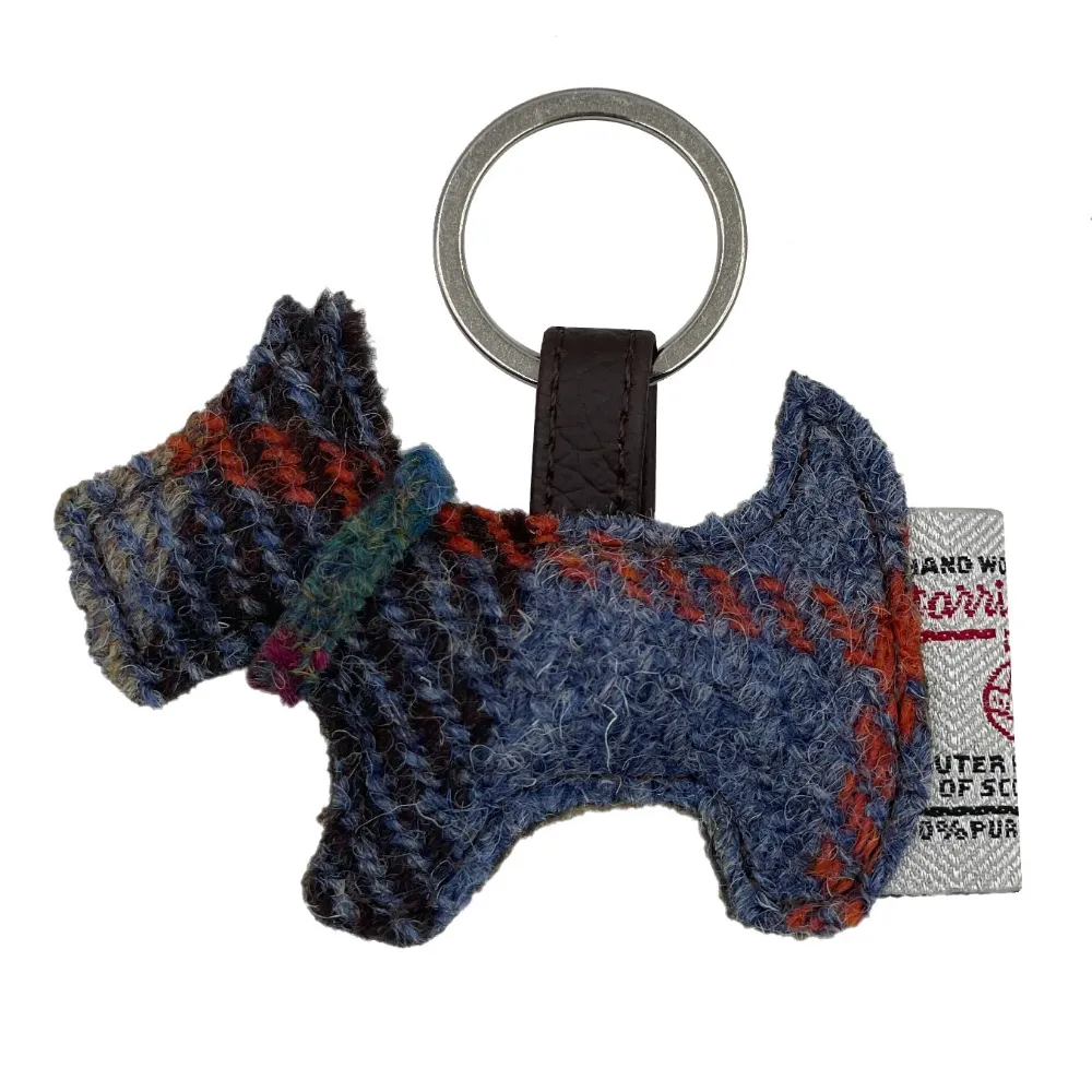 Scottie Dog Keyring Charm in Brown Check