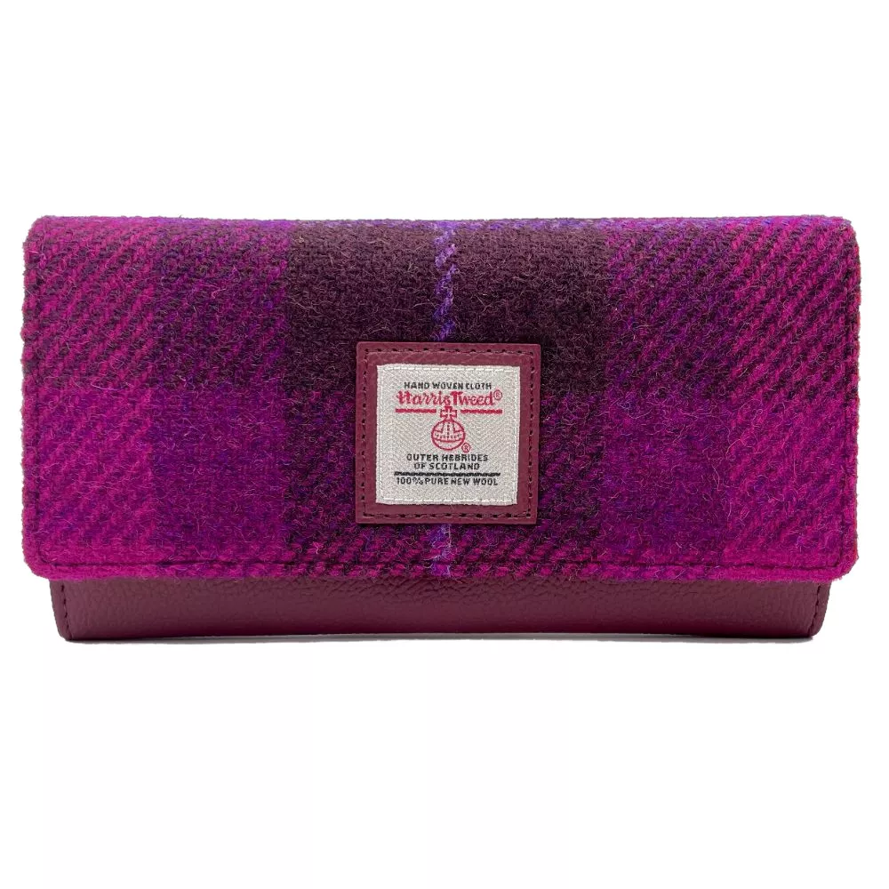 Burgundy and Purple Check Purse with ID holder