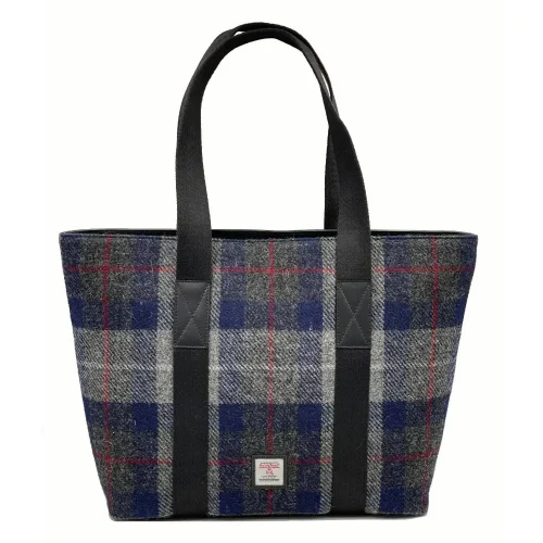 Blue and Grey Tweed Shopper Bag