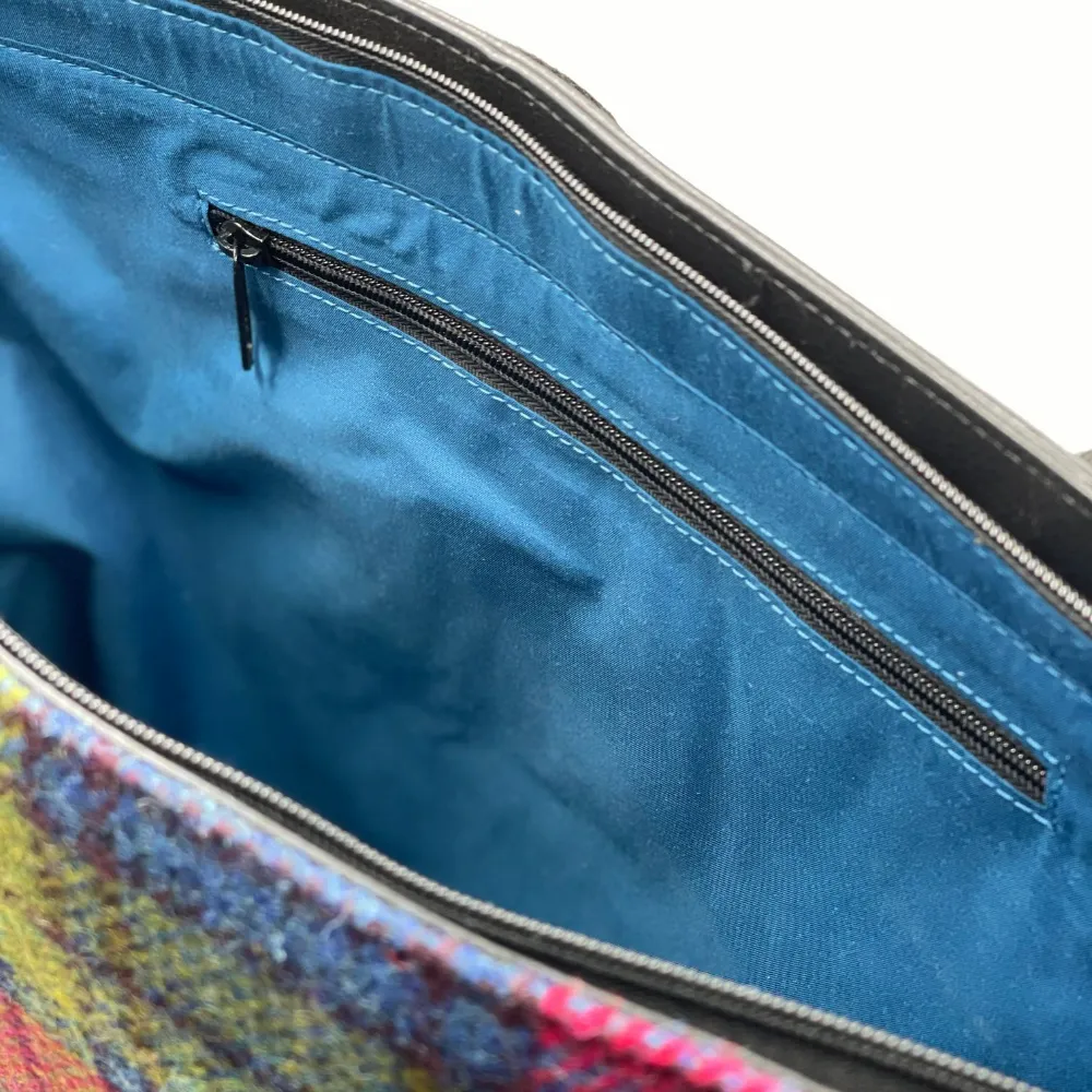 Blue lining inside Tweed Shopper Bag