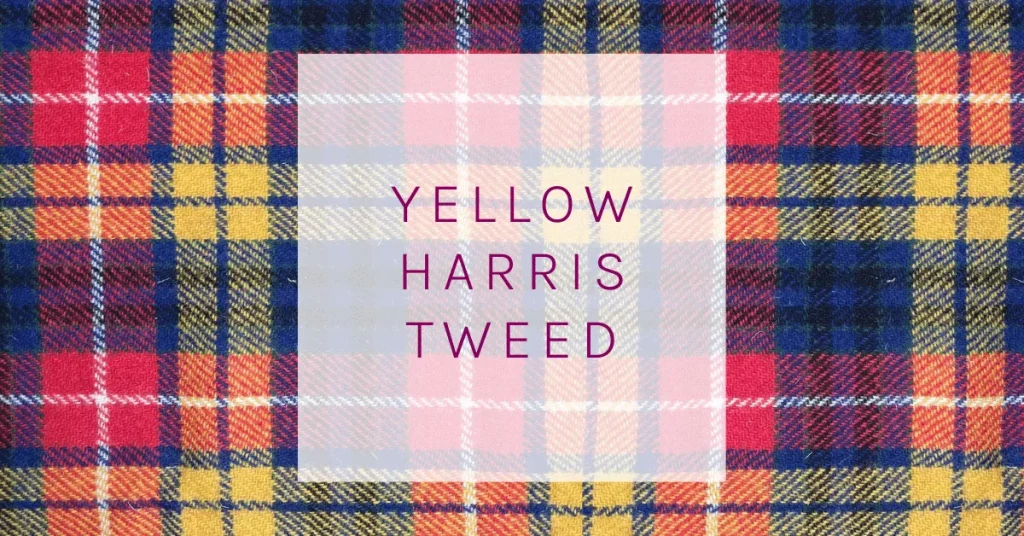 Yellow Harris Tweed fabric close up