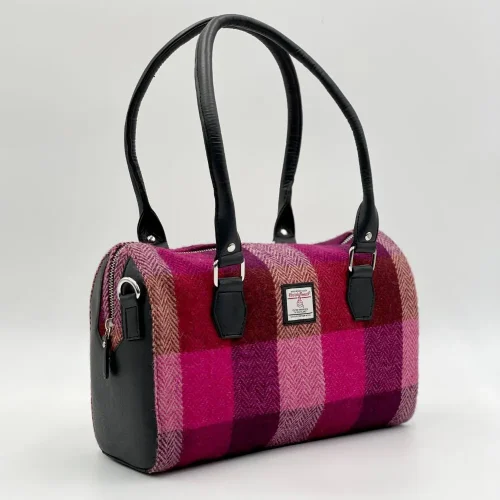 Small Pink Bowling Handbag with removable strap