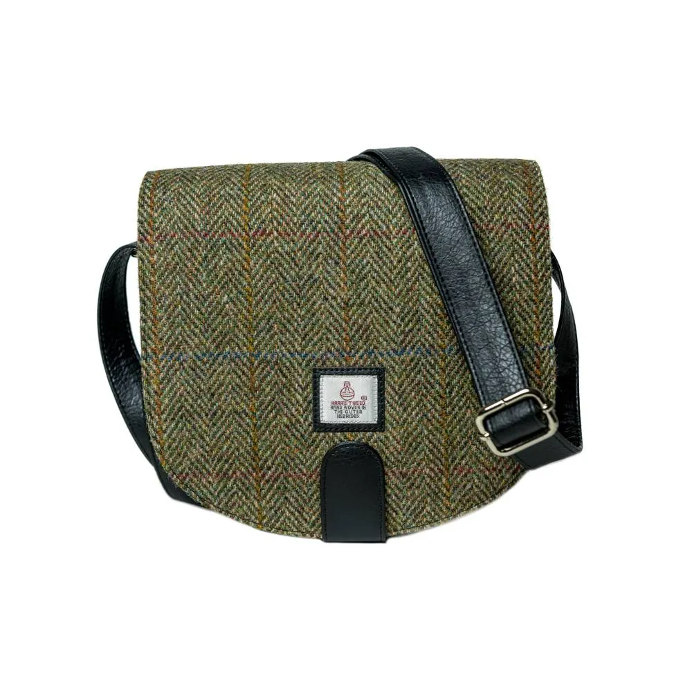 Green Herringbone Crossbody Bag with long adjustable shoulder strap