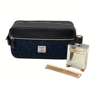 Men's Blue Wash Bag with Carry Handle and Zip Pocket