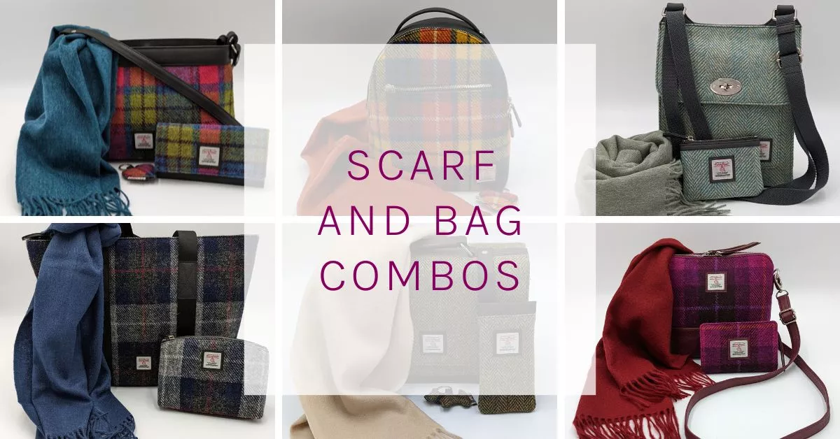 Wool Scarf and Harris Tweed Bag Combinations