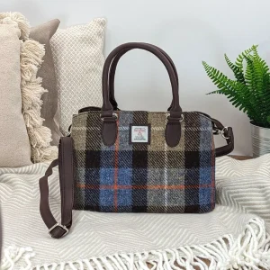 Blue/Brown Check Harris Tweed Top Handle Handbag