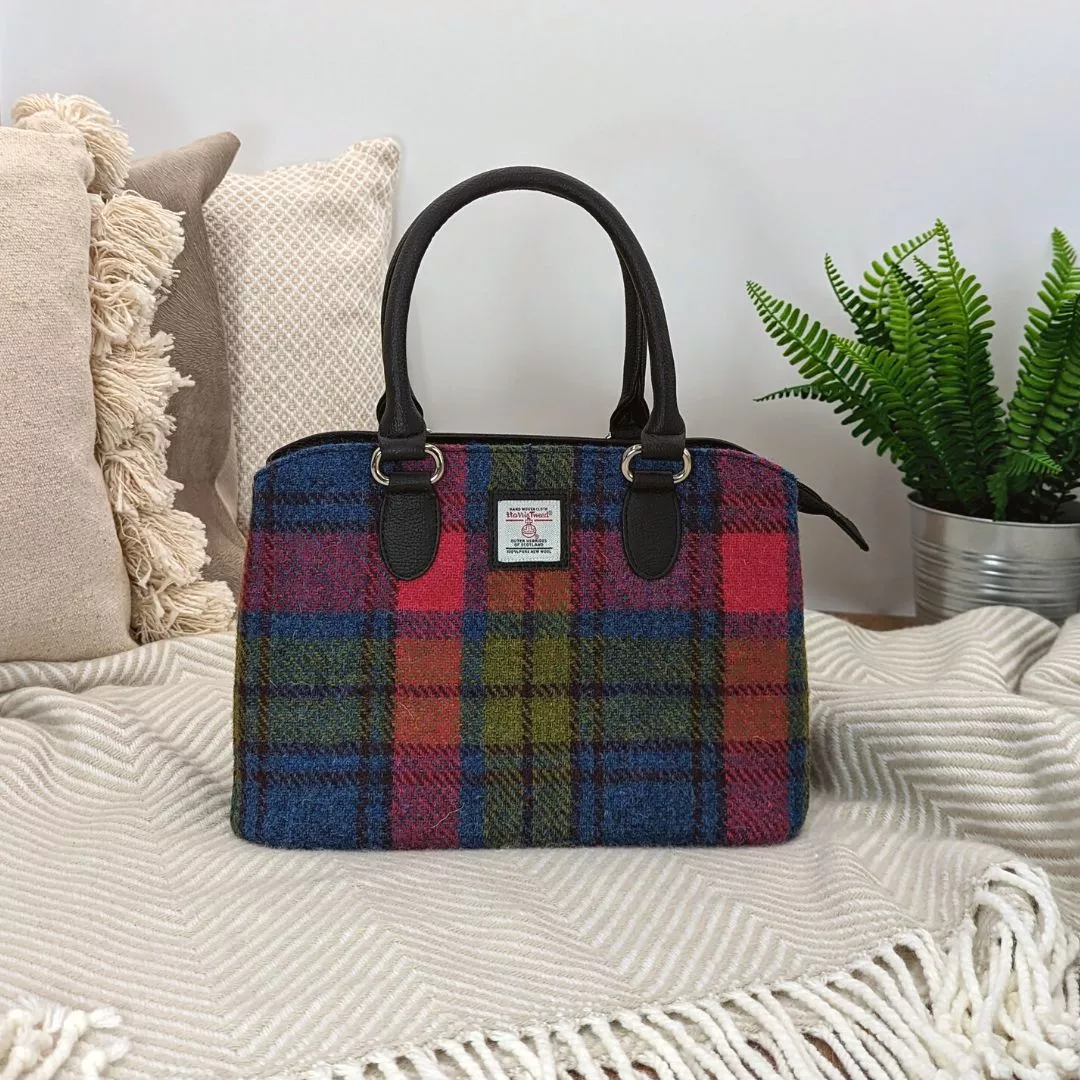 Blue/Pink Harris Tweed Top Handle Handbag