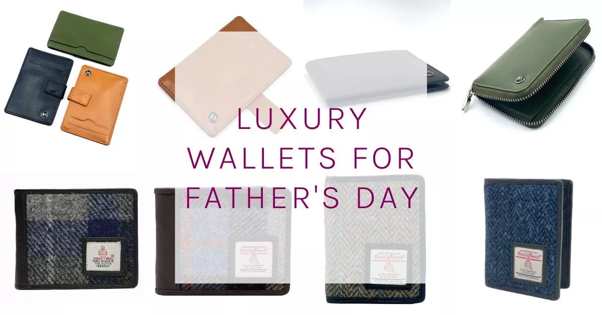 Luxury Wallets for Father's Day including Harris Tweed and Leather wallets for men