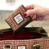 Harris Tweed Trifold Purse Maple with bag