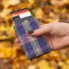 Harris Tweed Pop Up Card Holder Green Purple Plaid